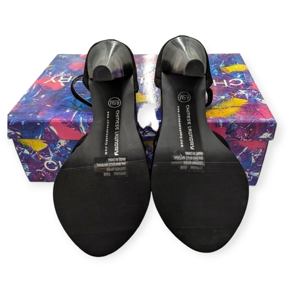 Chinese Laundry Heels Nyrvana Black Suede Open Toe Strappy High Heels NEW NIB - Picture 6 of 7